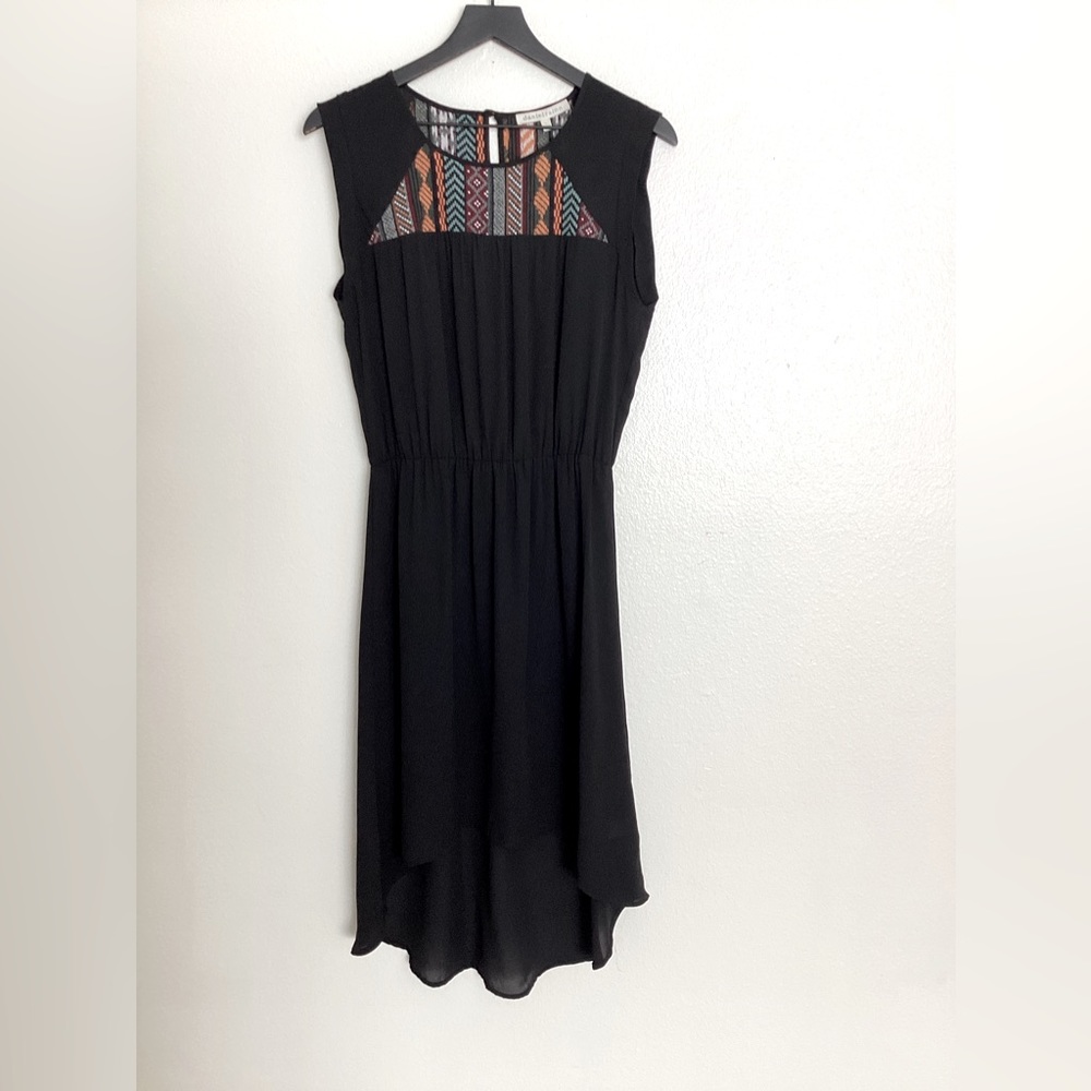 Daniel Rainn Embroidered Black High Low Sleeveless Dress Small Boho Festival